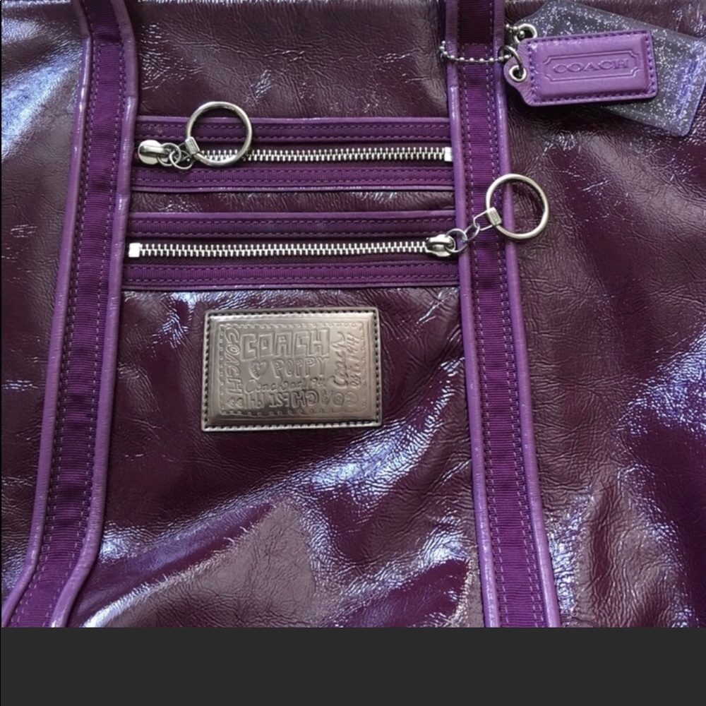 Coach Poppy Amethyst Patent Leather glam tote/bag